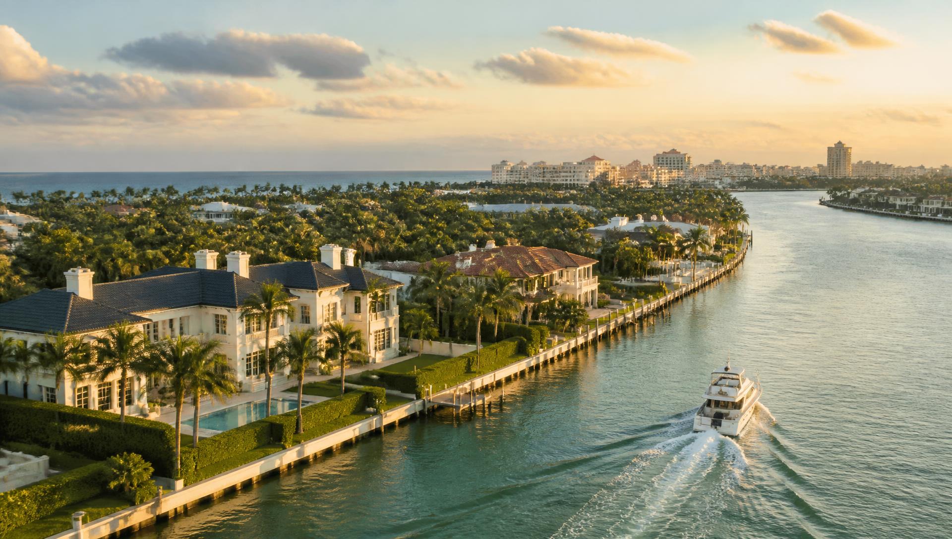 Luxury waterfront estate along the Palm Beach Intracoastal